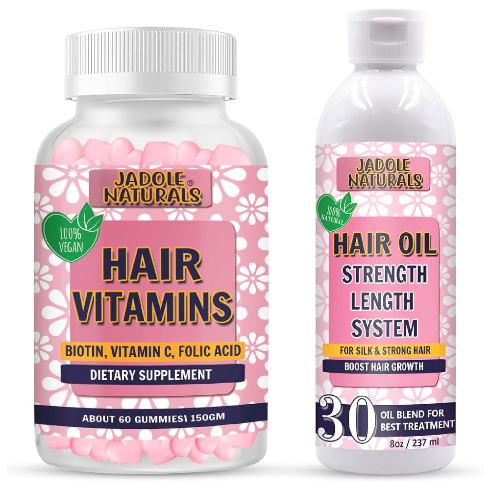 Hair Vitamins 60 Gummies with Bamboo Hair Brush Combo Pack