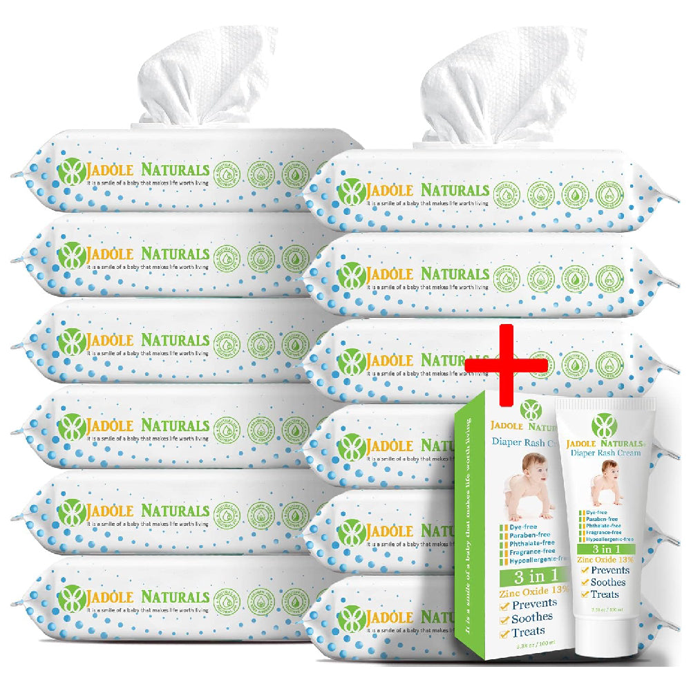 Baby Wipes Pack of 12 with Baby Rash Cream